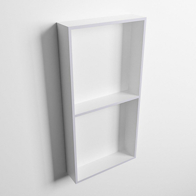 Mondiaz Easy nis 29.5x59.5x8cm voor Inbouw/opbouw 2 open vakken Solid surface Talc/Cale