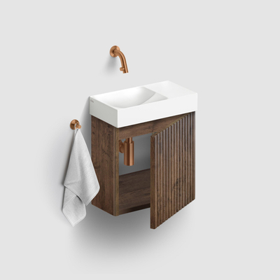 Clou Vale lavabos céramique lave-mains 38x19x7cm sans trou de robinet à droite Blanc mat