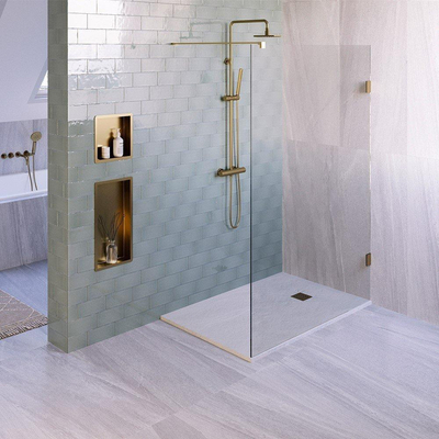 BRAUER Asteroid Receveur de douche 90x140 incl. antidérapant et antibactérien marbre minéral blanc mat