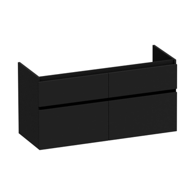 BRAUER Advance Wastafelonderkast - 120x46x60cm - 4 softclose greeploze lades - 2 sifonuitsparingen - en MDF mat zwart