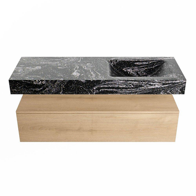 MONDIAZ ALAN - DLUX Badkamermeubelset - 130cm - onderkast - Washed Oak - 1 lade - vrijhangende wastafel - wasbak rechts - 0 kraangaten - Lava
