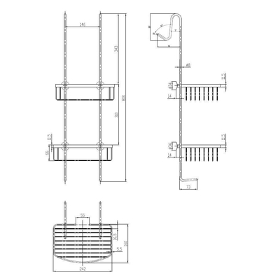 Best Design Rome Étagère 80,4x24,2x16cm pour suspension chrome