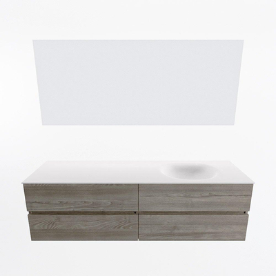 Mondiaz Vica ensemble de meuble de salle de bain - 170cm - meuble sous-vasque marron clair gris - 4 tiroirs - lavabo lune droite - sans trous de robinet - couleur talc - miroir LED - version XL 60cm de haut