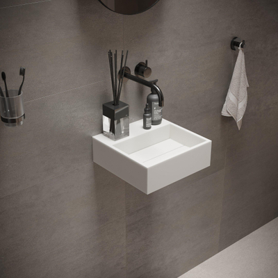 Ideavit Solidcube Lavabo lave-mains 30x30x10cm carré 0 trous de robinet 1 bassin Solid surface blanc