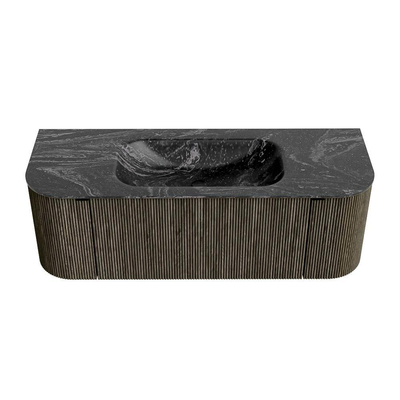 Mondiaz KURVE-DLUX Badkamermeubelset - 130x46x40cm - 1 lade - 2 deuren - wastafel solid surface - midden - 1 kraangat - Shadow