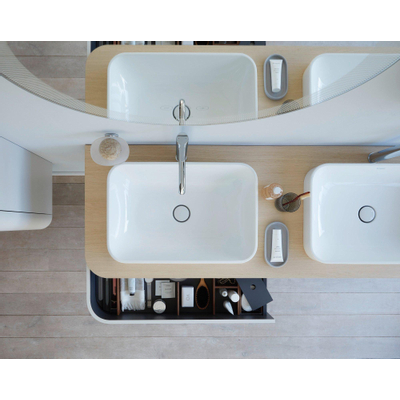 Duravit Happy D.2 Plus waskom rechthoekig - zonder kraangat - zonder overloop - 60x40cm - met keramische afdekkap - glans wit