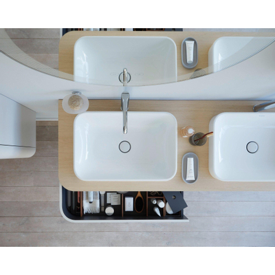 Duravit happyd 2 plus lavabo rectangulaire sans trou pour robinet sans trop-plein 60x40cm avec couvercle en céramique blanc