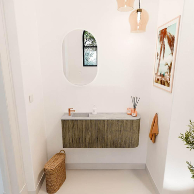 Mondiaz JOYA-DLUX 101.6cm toiletmeubel - ronding rechts kleur Dusk - Wastafel FAYE positie Links 1 kraangat kleur Glace.