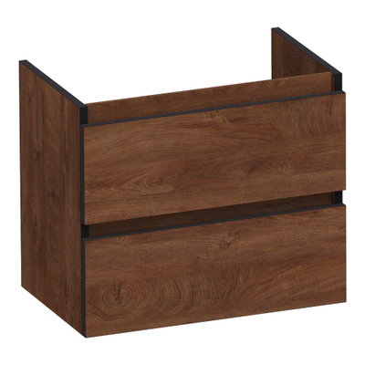 BRAUER Joy Edge meuble sous-lavabo peu profond 60 2 tiroirs softclose - sans poignée - 1 découpe pour siphon - Forest Cacao