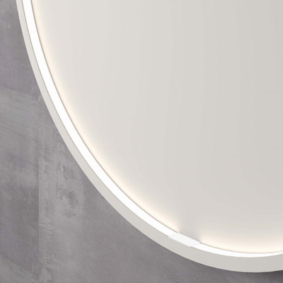 INK SP24 Miroir - 80x4x80cm - LED en bas et en haut changement de couleur - dimmable - Chauffage de miroir - rond - dans un cadre en acier - aluminium blanc mat