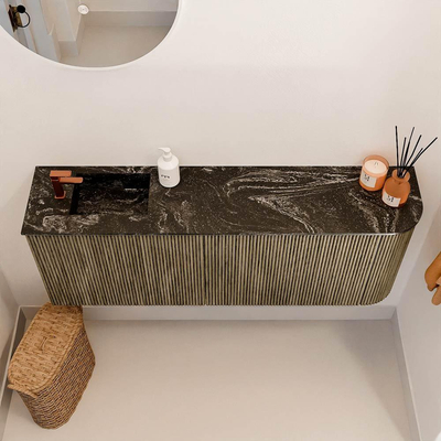Mondiaz JOYA-DLUX 111.6cm toiletmeubel - ronding rechts kleur Dusk - Wastafel FAYE positie Links 1 kraangat kleur Lava.