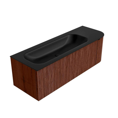 Mondiaz KURVE Badkamermeubelset - 135x46x40cm - 1 lade - 1 deur - wastafel solid surface - links - 1 kraangat - Ruby
