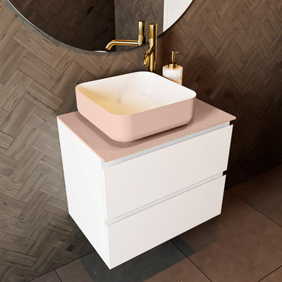 Mondiaz TOP 23 Topblad - 40x23.5x0.9cm - geschikt voor afdekplaat - Solid surface - Rosee