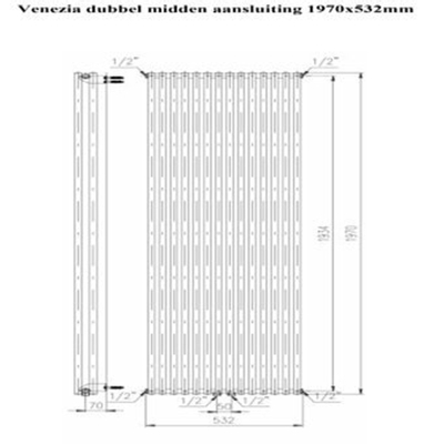 Plieger Venezia M designradiator dubbel verticaal met middenaansluiting 1970x532mm 2148W wit