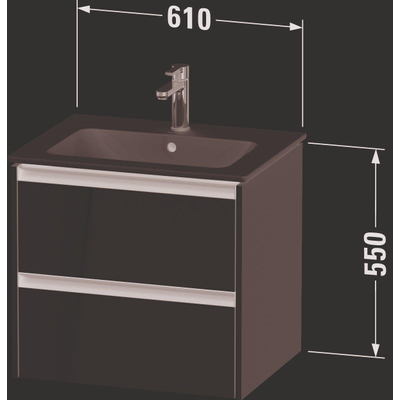 Duravit Ketho 2 meuble sous-lavabo avec 2 tiroirs 61x48x55cm avec poignées chêne anthracite noir mat