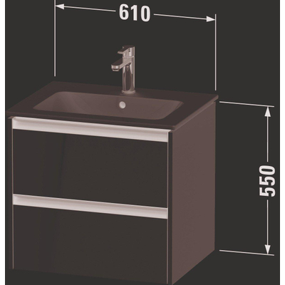 Duravit ketho 2 meuble sous lavabo avec 2 tiroirs 61x48x55cm avec poignées anthracite basalte mate