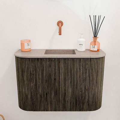 Mondiaz JOYA-DLUX 63.2cm toiletmeubel - ronding links en rechts kleur Shadow - Wastafel FAYE positie Midden Zonder kraangat kleur Saba.