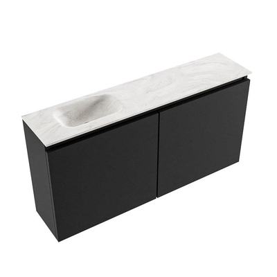 MONDIAZ TURE-DLUX meuble WC 100cm Urban. EDEN lavabo Ostra position gauche. Sans trou de robinet.