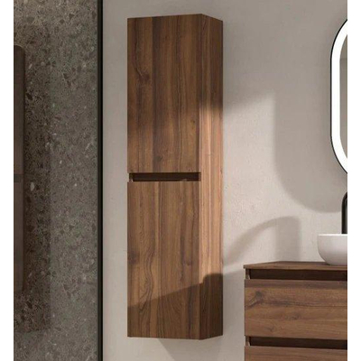Saniclass Chaci Hoge Kast - 140x35x27cm - 2 deuren - noten licht beschadigd OUTLETSTORE