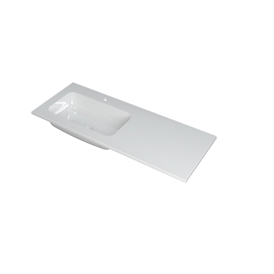 INK Faktor wastafel - 120x45x1.5cm - 1 wasbak links - 1 kraangat - polystone wit glans
