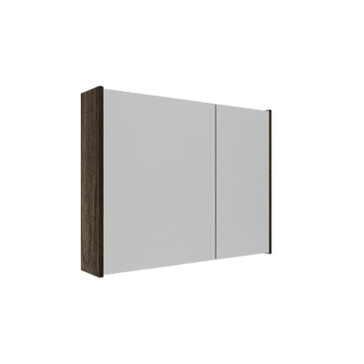 Saniclass Holz Pure Armoire miroir - 80x63x16cm - incluant panneaux latéraux - Chêne charcoal