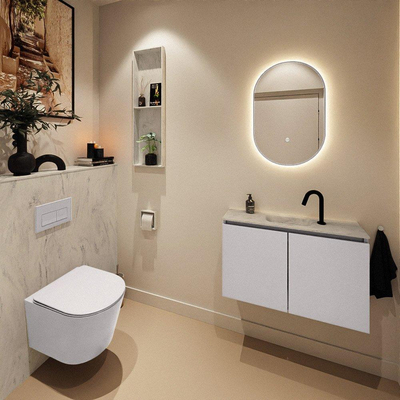 MONDIAZ TURE-DLUX Meuble WC 80 cm Cale. EDEN lavabo Opalo position milieu. Avec 1 trou de robinet.