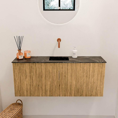 Mondiaz JOYA-DLUX 100cm meuble de toilette - couleur Oak - Vasque FAYE position Milieu Sans trou de robinet couleur Lava.