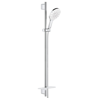 GROHE Rainshower Smartactive 150 Ensemble de douche glissante - 90cm - douchette ronde - 3 types de jet - flexible de douche lisse - avec porte-savon - chrome/blanc lunaire