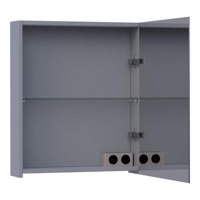 BRAUER Impress armoire de toilette - 60x70x15cm - sans éclairage - avec 1 porte de miroir double face à ouverture à droite - gris mat