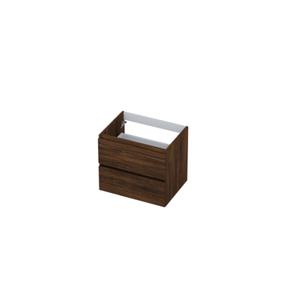INK Wastafelonderkast - 60x45x52cm - 2 lades - greeploos - met houten keerlijst - MFC - Koper eiken