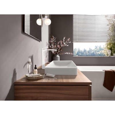 Hansgrohe VIVENIS 1 greeps wastafelkraan - 250 PopUp - trekwaste - mat wit