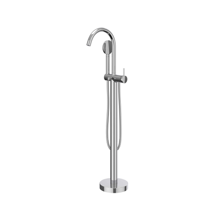 IVY Bond Robinet de baignoire sur pied - douchette à main - jet satiné - flexible de 150 cm - bec pivotant - chrome