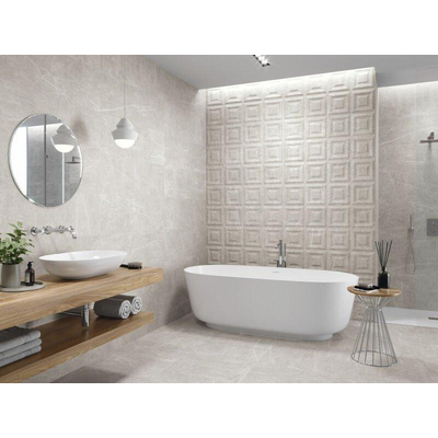 Terravito Nuvia wandtegel - 33.3x100cm - 10.5mm - Rechthoek - gerectificeerd - Marmerlook - Grijs mat