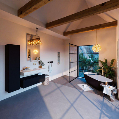 MONDIAZ ALAN - DLUX Ensemble de meubles de salle de bains - 110cm - meuble bas - Urban - 1 tiroir - lavabo suspendu - vasque à droite - 0 trous de robinet - Frappe
