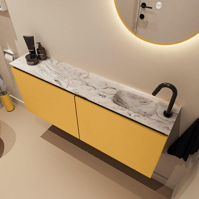 MONDIAZ TURE-DLUX 120cm toiletmeubel Ocher. EDEN wastafel Glace positie rechts. Met 1 kraangat.