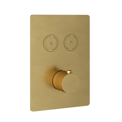 Hotbath Cobber Afbouwdeel inbouwthermostaat - met 2 pushbuttons geborsteld messing - PVD - (goud)