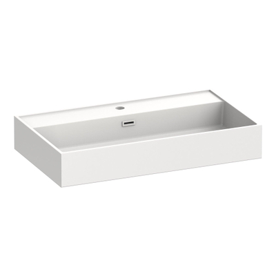 BRAUER Gravity lavabo 80x46x2cm - 1 vasque - 1 trou de robinet - marbre minéral - blanc soie brillant