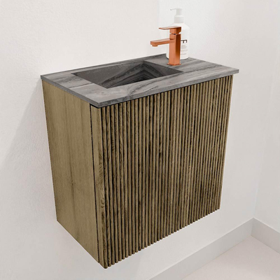 Mondiaz JOYA-DLUX 40cm toiletmeubel - kleur Dusk - Wastafel FAYE positie Links 1 kraangat kleur Sombra.