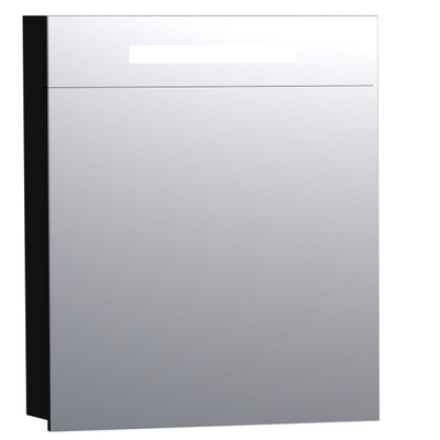 Saniclass 2.0 Spiegelkast - 60x70x15cm - verlichting geintegreerd - 1 rechtsdraaiende spiegeldeur - MDF - mat zwart