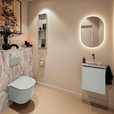 MONDIAZ TURE-DLUX Meuble toilette - 40cm - Greey - EDEN - vasque Glace - position droite - sans trou de robinet