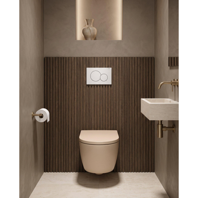 QeramiQ Dely Swirl Toiletset - 36.5x53cm - Geberit UP720 Duofix Sigma inbouwreservoir - 35mm zitting - bedieningsplaat Sigma wit - ronde knoppen - mat beige