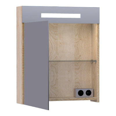 BRAUER Promise Deluxe armoire de toilette - 60x70x15cm - avec éclairage direct 1 porte miroir double face à gauche Sunlit
