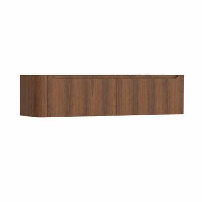H&R Badmeubelen Juice Wastafelonderkast - 160x45x40cm - linkerhoek afgerond - 2 lades - geïntegreerde greep - Dark oak