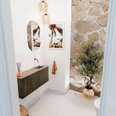 Mondiaz JOYA-DLUX 90cm toiletmeubel - kleur Shadow - Wastafel FAYE positie Rechts Zonder kraangat kleur Arena.