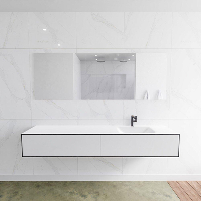 Mondiaz Lagom Meuble avec 2 tiroir 200x30x45cm vasque Cloud droite 1 trou de robinet Solid Surface Urban