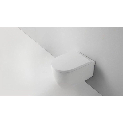 QeramiQ Dely Swirl Toiletset - 36.3x51.7cm - Geberit UP720 Duofix Sigma inbouwreservoir - 35mm zitting - glans witte bedieningsplaat - ronde knoppen - mat wit