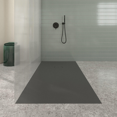 Villeroy & Boch Ecora douchebak - 170x90x4.5cm - afvoer korte zijde - anthracite (antraciet)