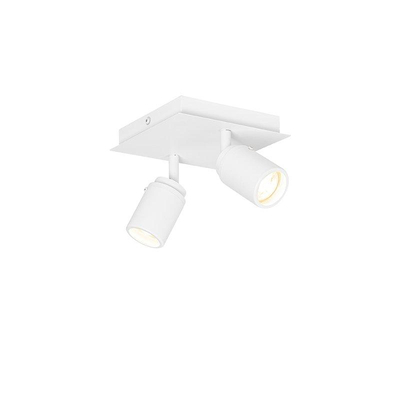 QAZQA Ducha plafonnier de salle de bains - 17x17cm - 2 spots - IP44 - carré - blanc mat
