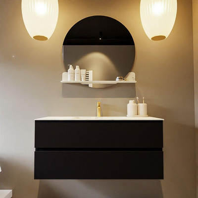 Mondiaz VICA-DLUX ensemble de meuble de salle de bain - 110cm - meuble sous-vasque urban - 2 tiroirs - lavabo encastré cloud milieu - 1 trou de robinet - version haute de 60cm - opalo