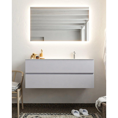 Mondiaz VICA ensemble de meuble de salle de bain - 120cm - meuble sous-vasque cale - 2 tiroirs - lavabo cloud droite - 1 trou de robinet - miroir LED - version XL 60cm haut